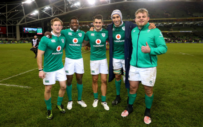 Kieran Marmion, Niyi Adeolokun, Tiernan O&rsquo;Halloran, Ultan Dillane and Finlay Bealham