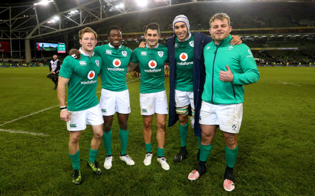 Kieran Marmion, Niyi Adeolokun, Tiernan O’Halloran, Ultan Dillane and Finlay Bealham