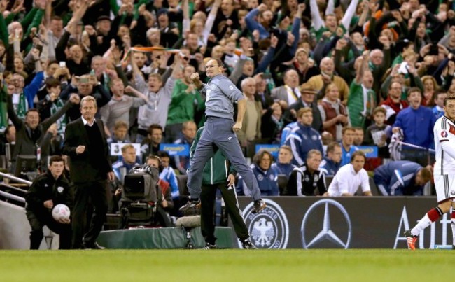 Martin O'Neill celebrates at the final whistle