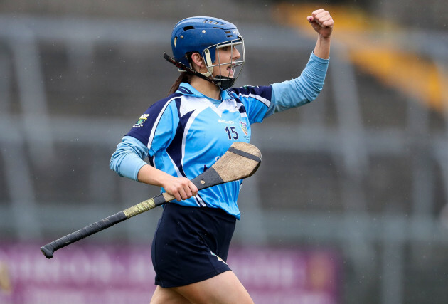 Sarah O'Donnell celebrates scoring the first goal of the game