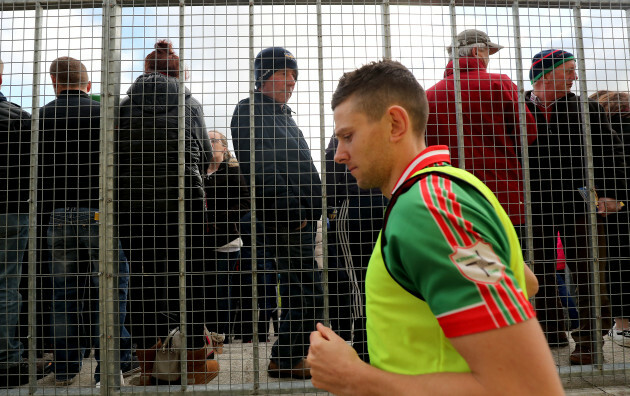 A fan watches on as the St. Brigid's team take to the pitch