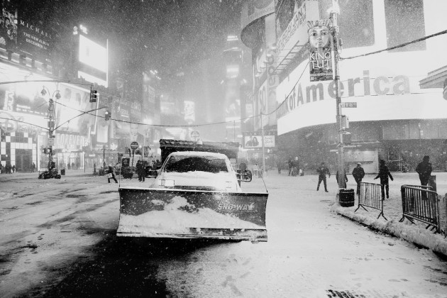 IMG_1967_BW Snow plow at Times Square - 2010 Blizz in New York