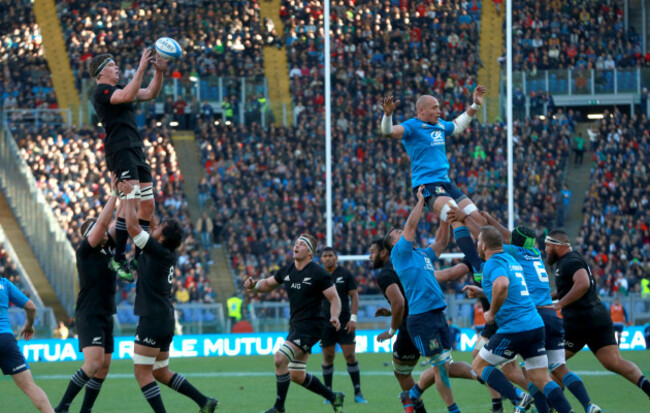 Scott Barrett claims the line out ball