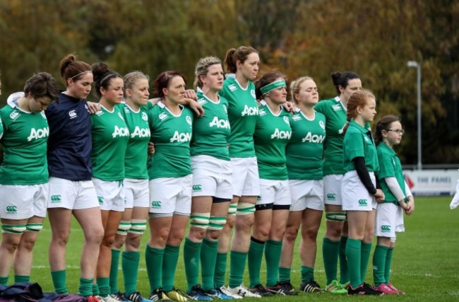 Ireland team line up of the national anthems