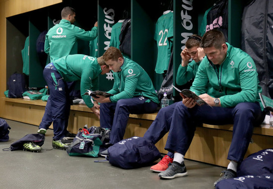 Ireland players in the changing room before the game