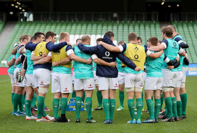 A view of the team huddle