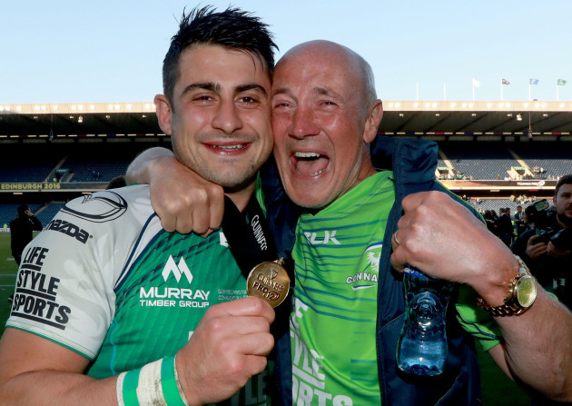 Tiernan O’Halloran celebrates with his father Aidan