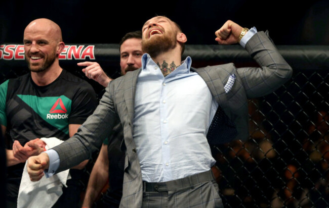 Conor McGregor celebrates Artem Lobov's victory
