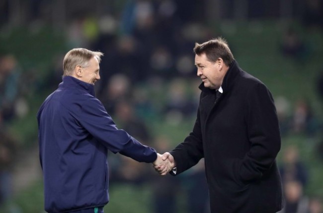 Joe Schmidt with Steve Hansen before the game