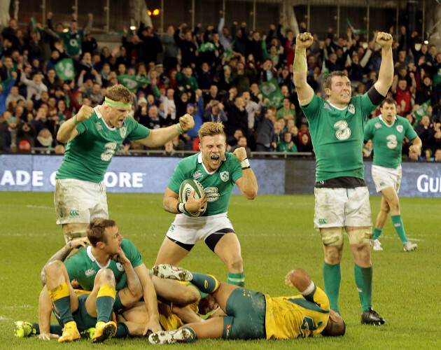 Jamie Heaslip, Ian Madigan and Peter O'Mahony