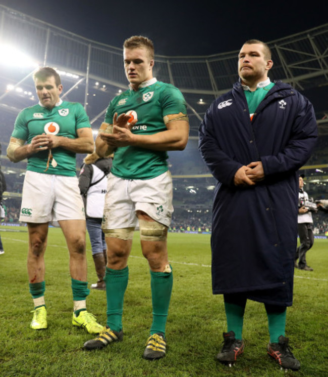 Jared Payne, Josh van der Flier and Jack McGrath dejected