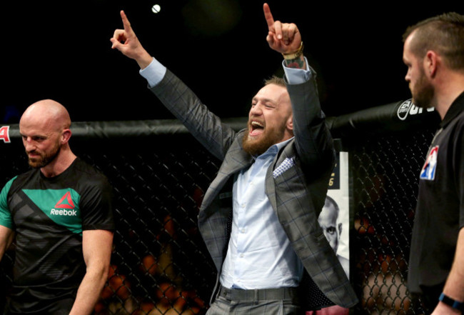 Conor McGregor celebrates Artem Lobov's victory