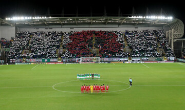 Northern Ireland fans during the minute's silence to remember those who died during the First World War