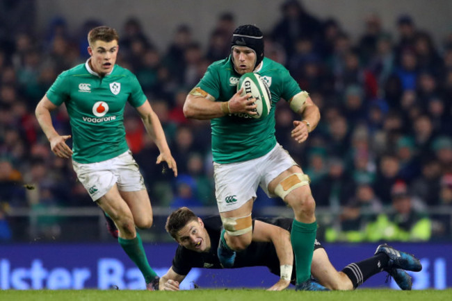 Beauden Barrett with Sean O’Brien and Garry Ringrose