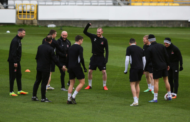 Chris Shields shares a laugh with teammates