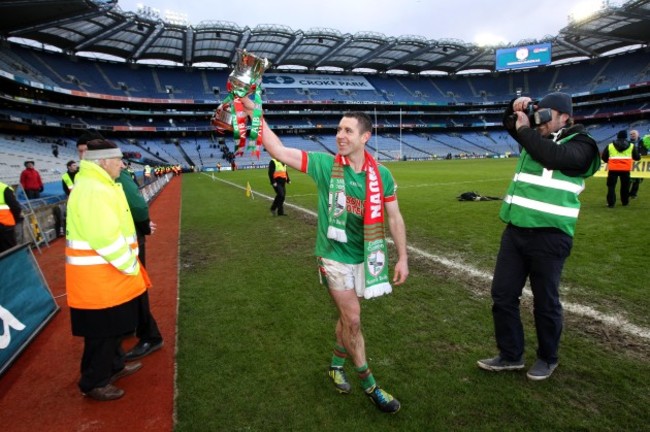 Frankie Dolan celebrates with the trophy