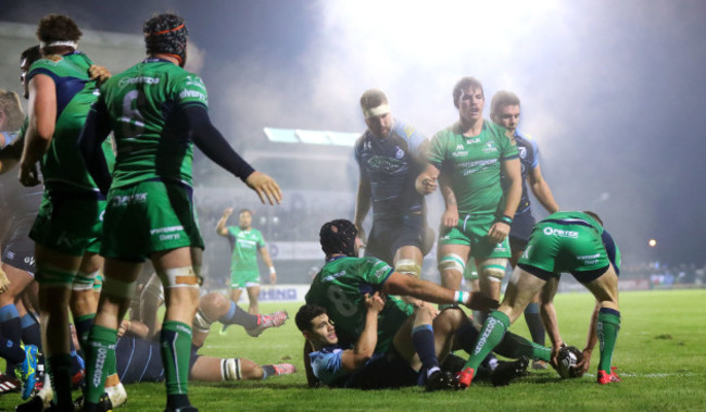 John Cooney scores his side's first try