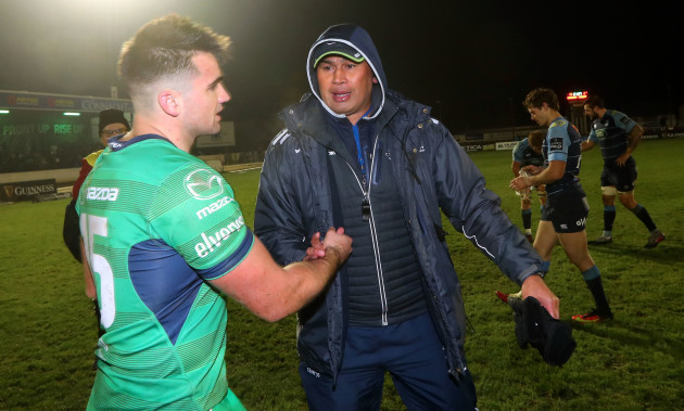 Cian Kelleher and Pat Lam after the game