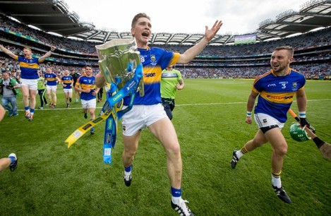 Brendan Maher celebrates with the Liam McCarthy Cup
