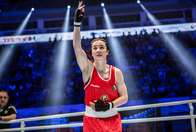 Kellie Harrington salutes the crowd after the fight