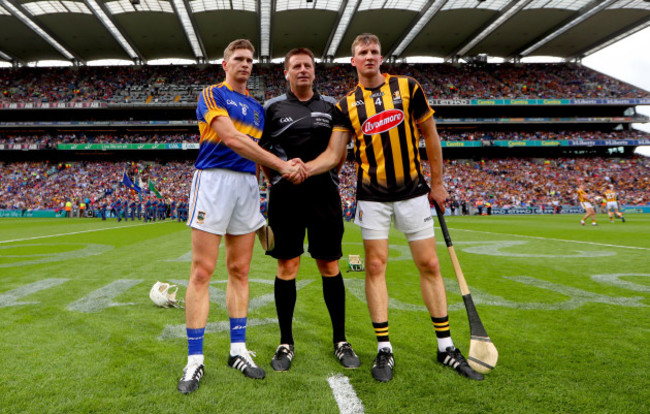 Brendan Maher and Shane Prendergast with referee Brian Gavin