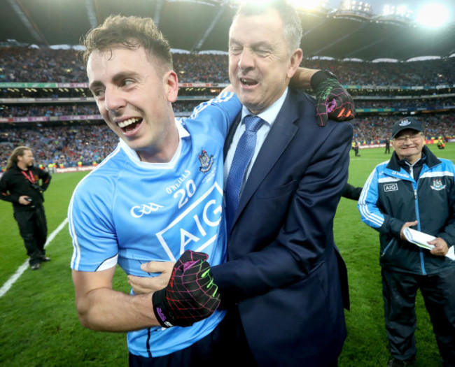 Cormac Costello celebrates with his father celebrates with John Costello