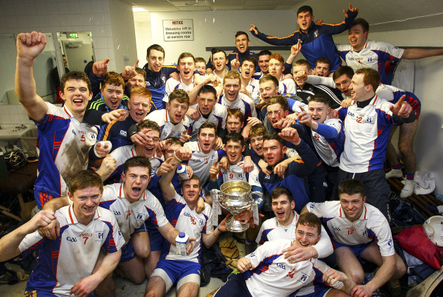 Mary Immaculate's team celebrate with the Fitzgibbon Cup