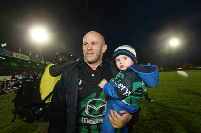 Connacht's  Johnny O'Connor with son Sam