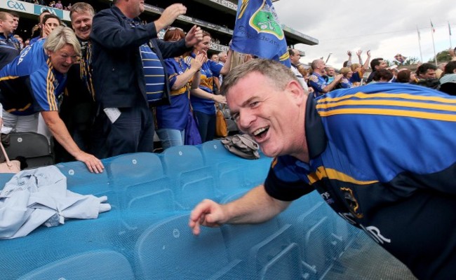 Liam Kearns with supporters at the end of the game