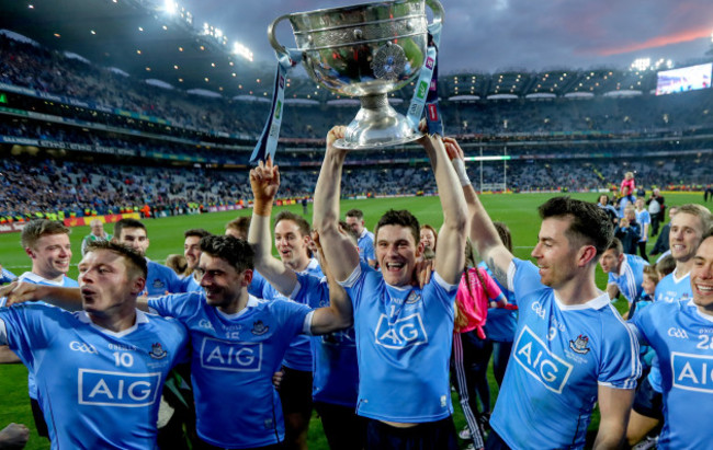 Diarmuid Connolly celebrates with the Sam Maguire