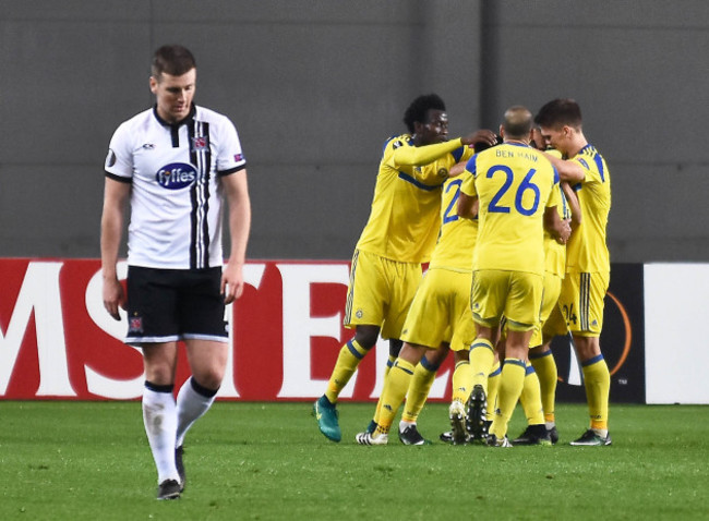 Patrick McEleneny dejected after Dor Miha scored Maccabi Tel Aviv's second goal