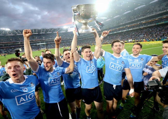 Diarmuid Connolly celebrates with the Sam Maguire