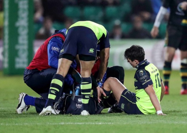 Joey Carbery is treated for an injury