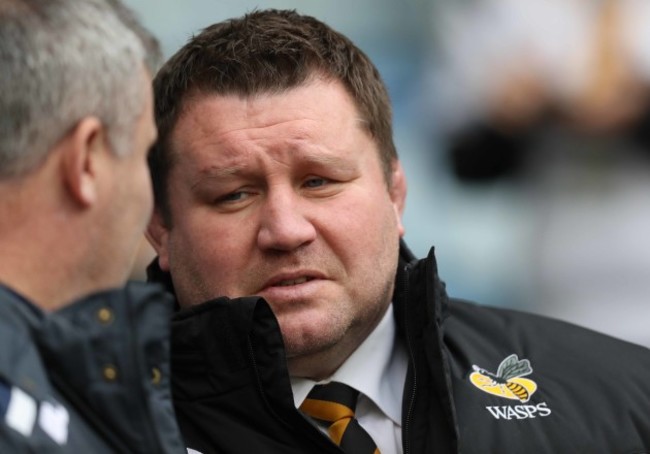 Wasps' Dai Young on the pitch before the match