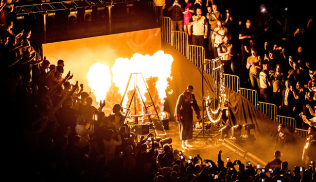 Anthony Joshua enters the ring