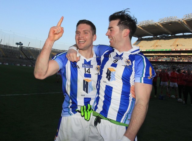 Conal Keaney and Michael Darragh Macauley celebrate after  the game