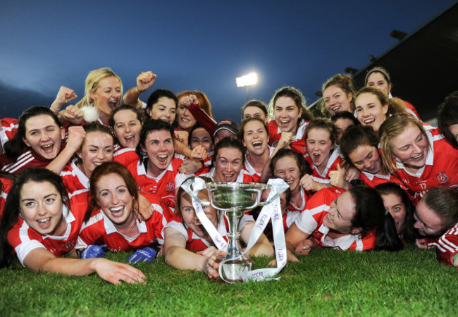 The Donaghmoyne team celebrate with the cup