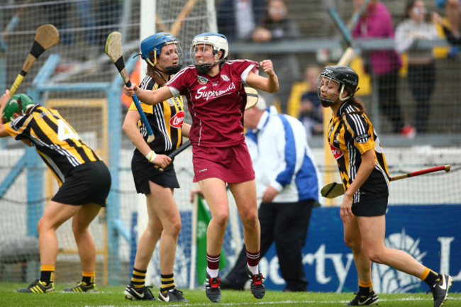 Ailsih O'Reilly celebrates scoring a goal