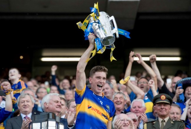 Brendan Maher lifts the Liam McCarthy Cup