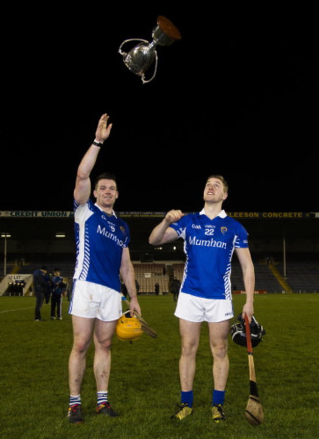 Paraic Maher celebrates with Dan McCormack after the game