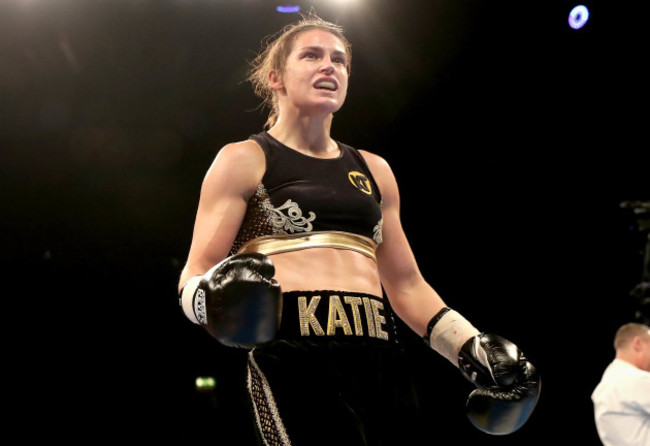 Katie Taylor celebrates her win