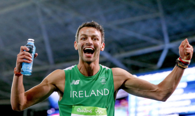 Thomas Barr celebrates coming first in his semi-final