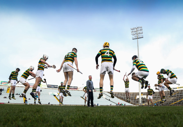 Glen Rovers warm up before the game