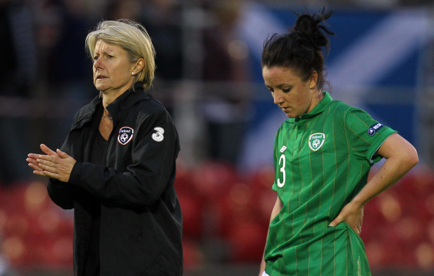 Sue Ronan and Sophie Perry dejected after the game