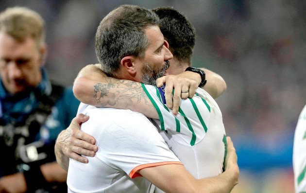 Roy Keane with Robbie Brady at the end of the game