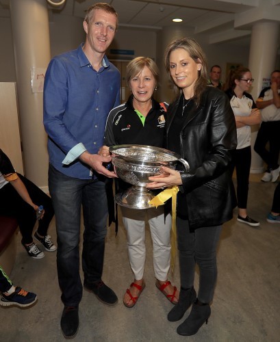 Henry Shefflin and his wife Deirdre with Ann Downey and The Sean O'Duffy Cup