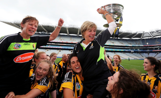 Ann Downey celebrates after the game