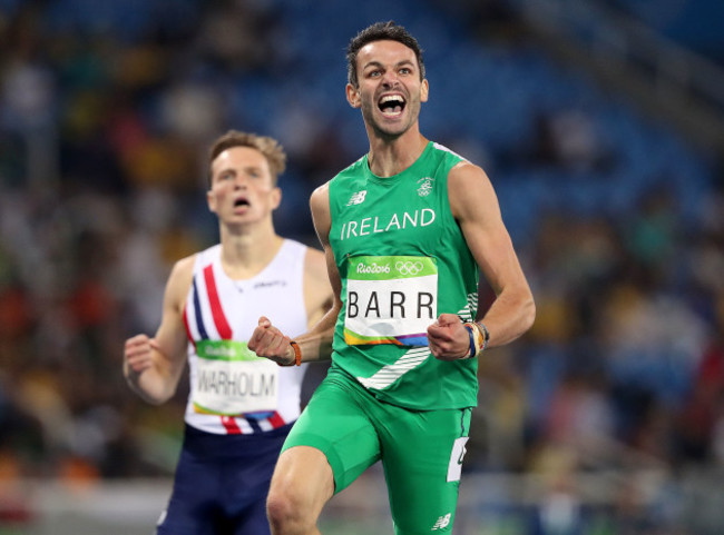 Thomas Barr celebrates coming first in his semi-final