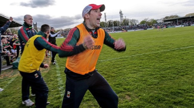 Michael Solan celebrates at the final whistle