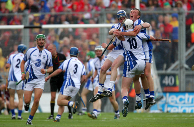 Austin Gleeson, Michael Harney and Stephen Bennett celebrate at the final whistle 8/9/2013